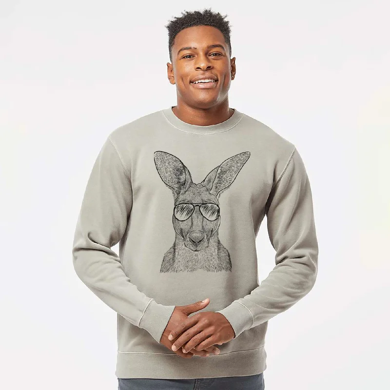 Aviator Roger the Red Kangaroo - Unisex Pigment Dyed Crew Sweatshirt