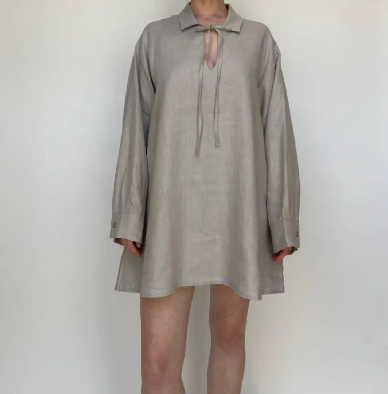 Linen Caftan Dress In Mist