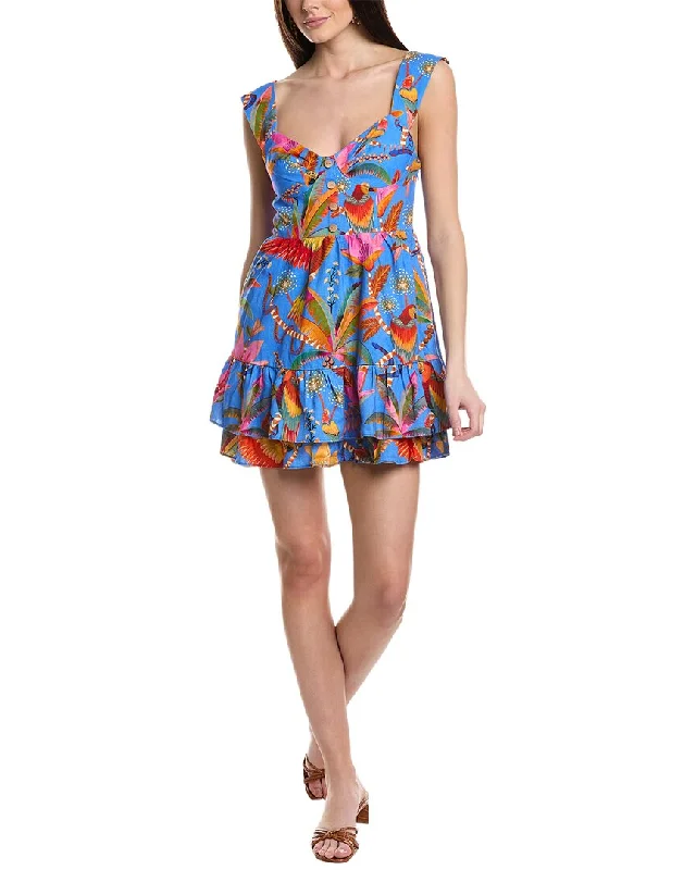 FARM Rio Macaw Party Linen-Blend Mini Dress