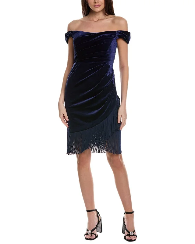 Theia Melissa Fringe Cocktail Dress