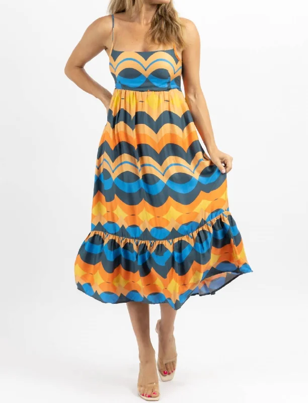 Tie-Back Midi Dress In Tulum Multicolor