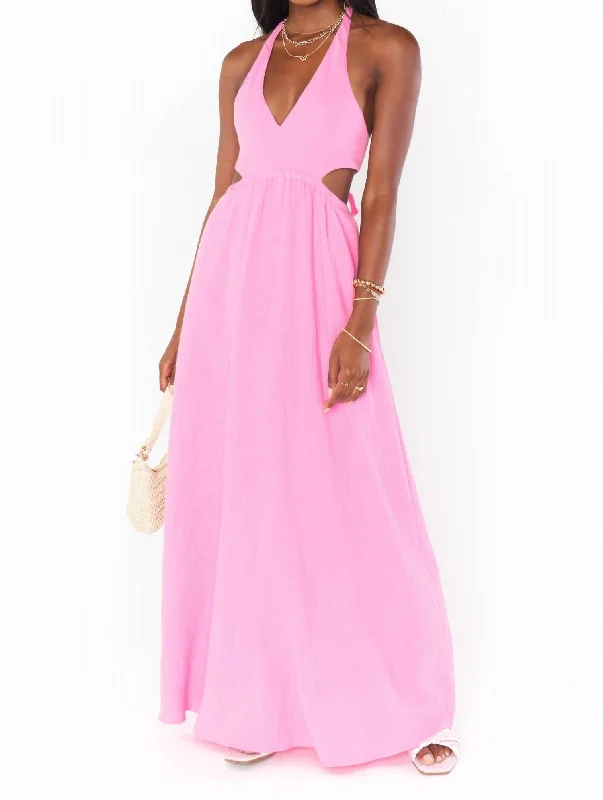 Marisol Maxi Dress In Bubblegum Gauze