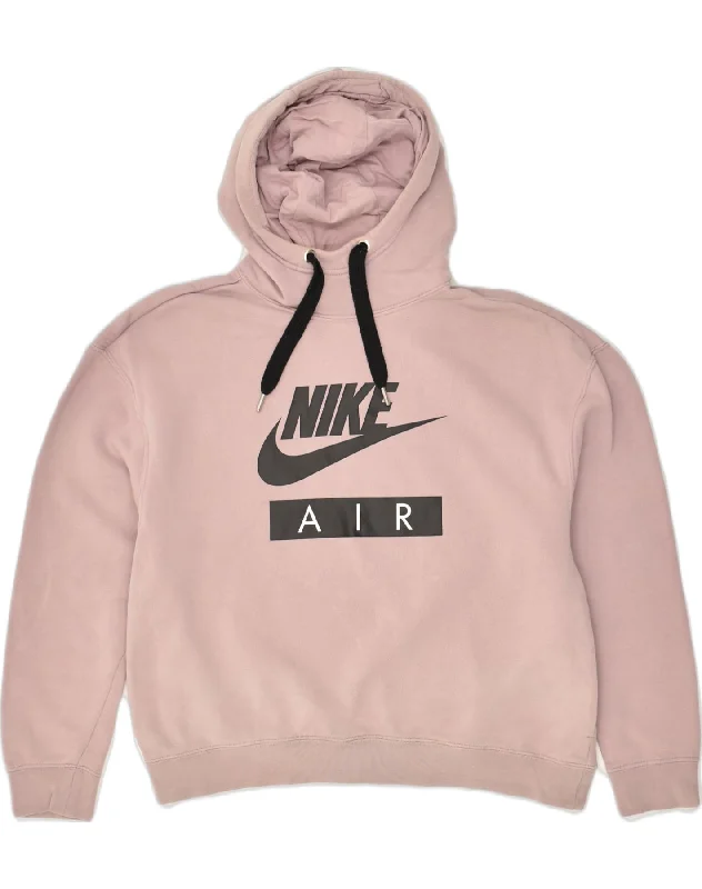 NIKE Womens Graphic Hoodie Jumper UK 4 XS Pink Cotton