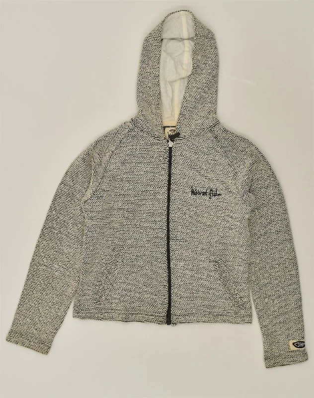 WEIRD FISH Womens Zip Hoodie Sweater UK 10 Small Grey Cotton