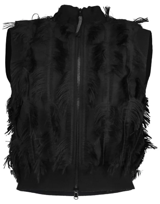 Feather Lined Sleeveless Bomber