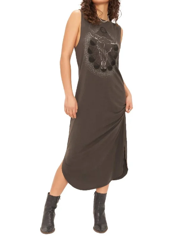 Western Phases Tank Dress In Charcoal