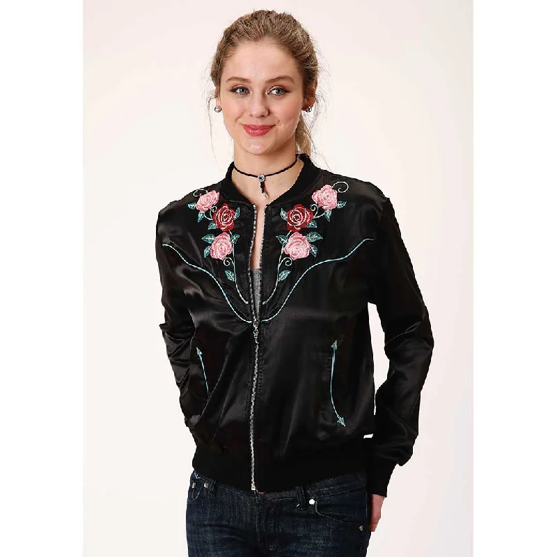 Roper Women's Embroidered Satin Bomber Jacket