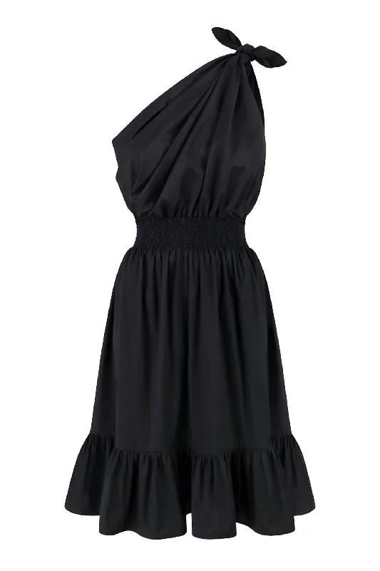 Demi Midi Silk Dress In Black