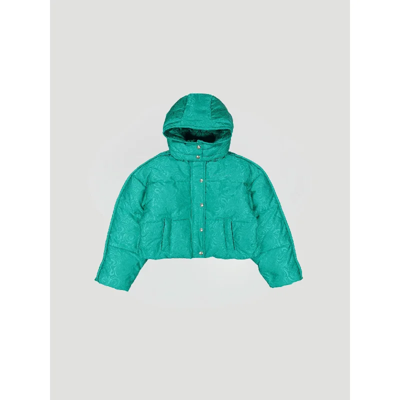 Les Coyotes De Paris Jade Logo Short Jacquard Puffer