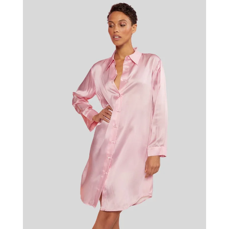 SILK CHARMEUSE SHIRT DRESS