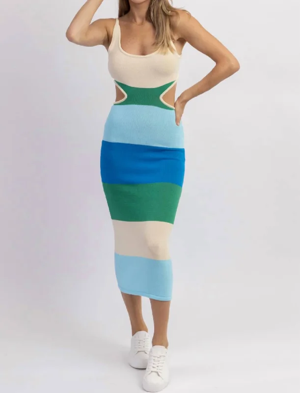 Striped Midi Dress In Sun Bum Blue