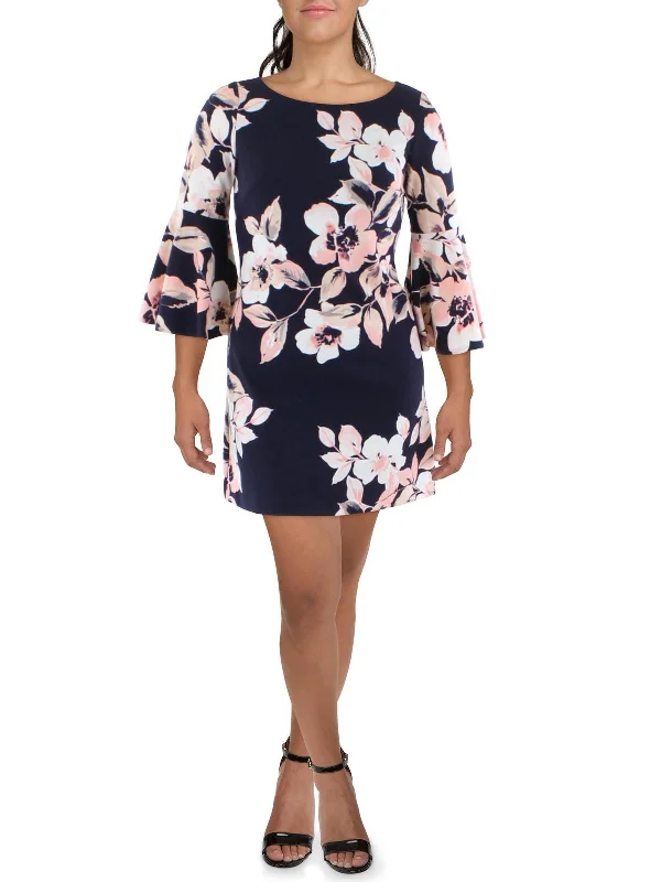 Womens Floral Print Mini Shift Dress