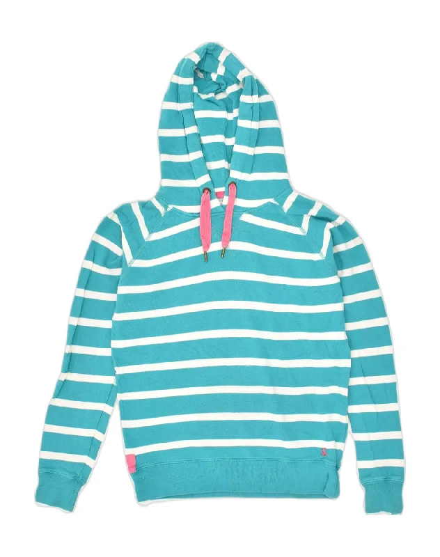 JOULES Womens Hoodie Jumper UK 10 Small  Blue Striped Cotton