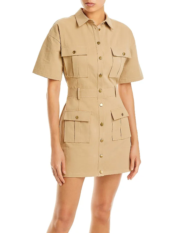 Womens Collar Mini Shirtdress