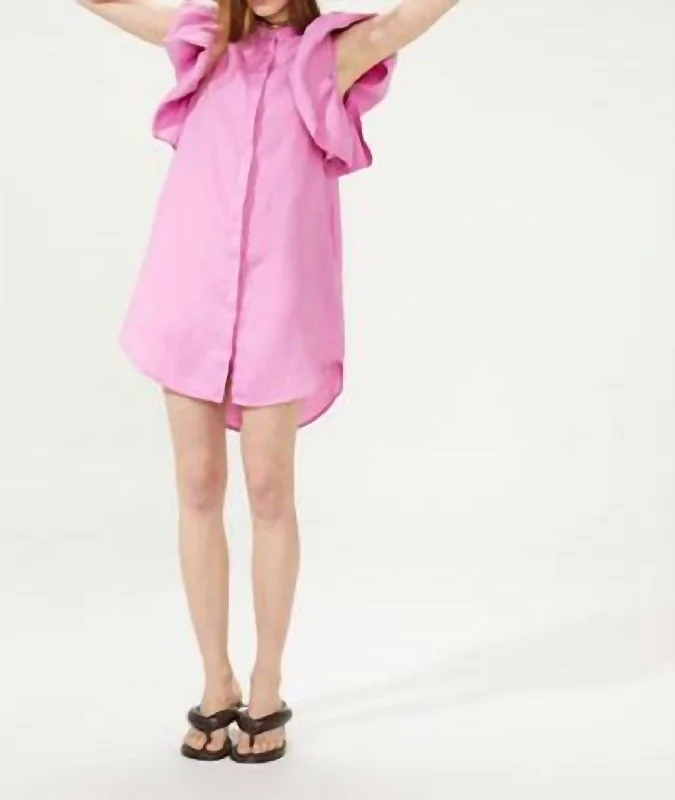 Santorini Linen Dress In Petunia Pink