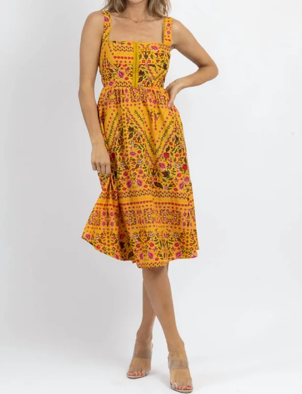 Hook & Eye Midi Dress In Tuscan Sun