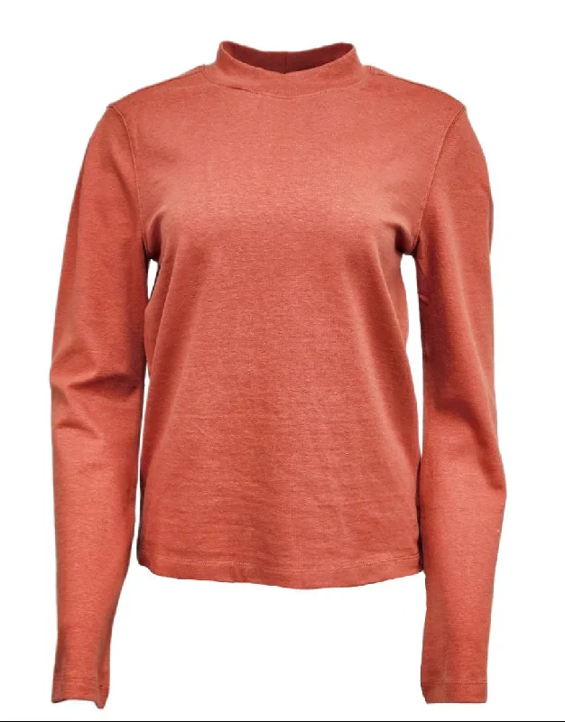 HoodLamb Women's Deep Coral Bell Sleeve Hemp Cotton Sweatshirt 420 NWT