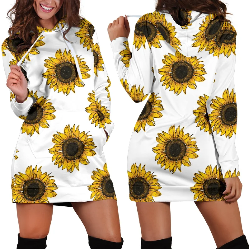 Sunflowers Design Pattern Women'S Hoodie Dress