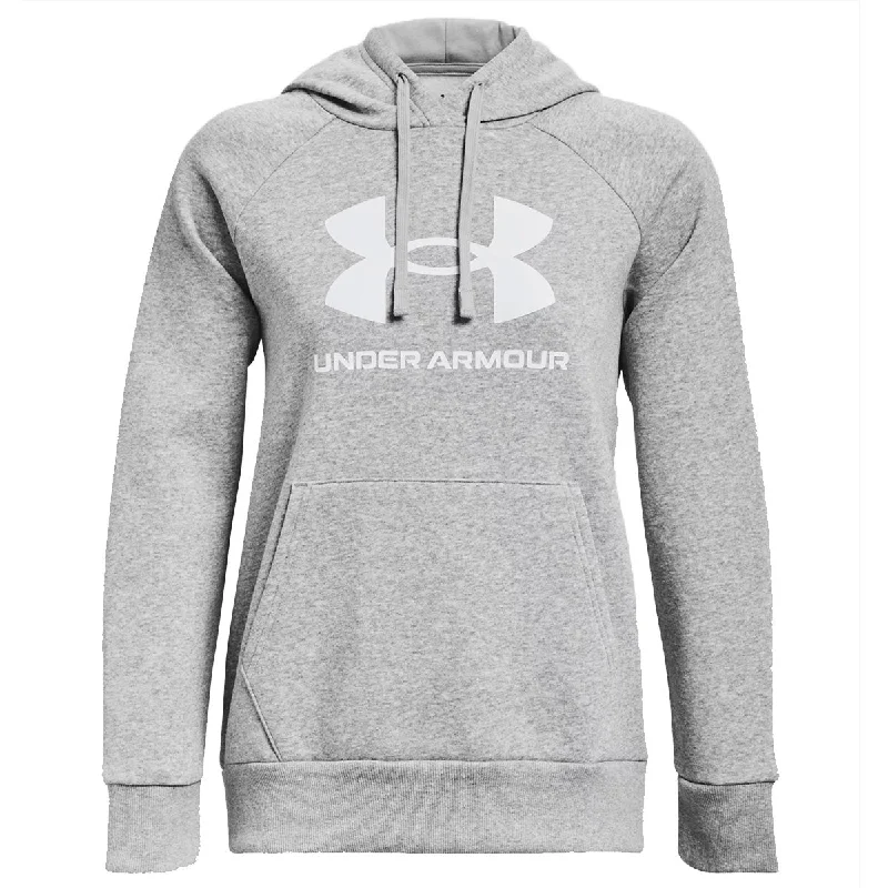 Under Armour Rival Fleece Big Logo Hoodie - Womens - Mod Grey Light Heather/White