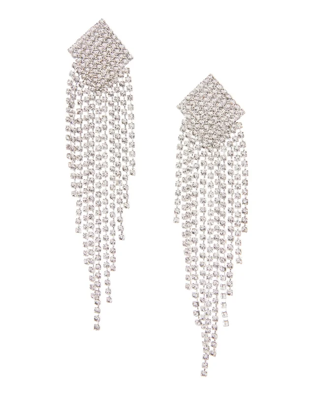 Early Access Rhinestone Fringe Earring Silver