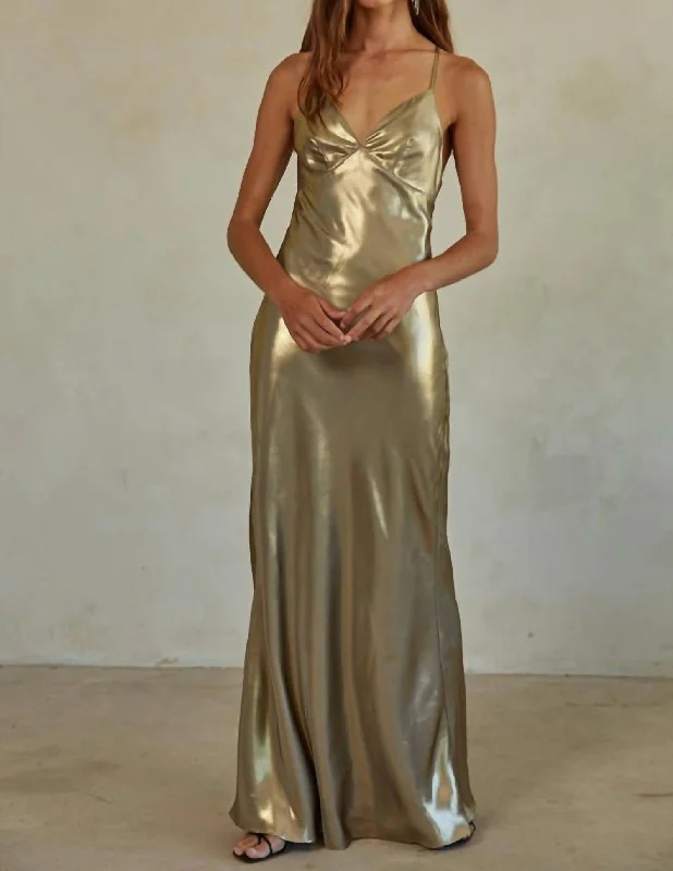 Twilight Kiss Dress Woven In Metallic Gold