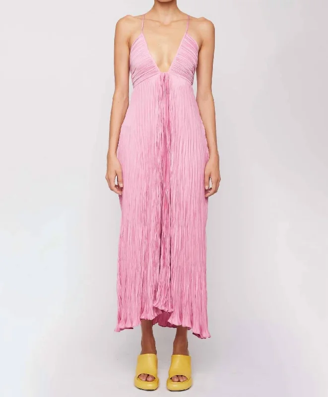 Angelina Midi Dress In Rose Pink