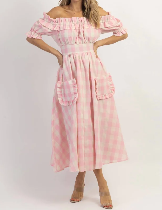 Dreamstate Gingham Maxi Dress In Pink