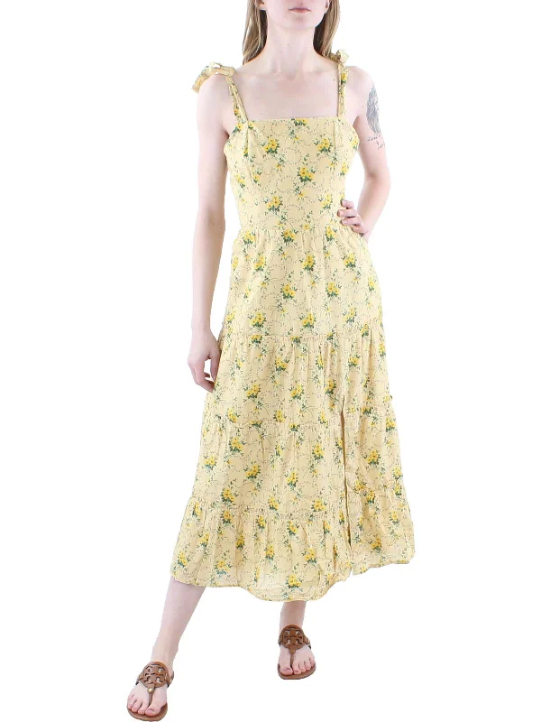 Tamika Womens Floral Print Midi Sundress