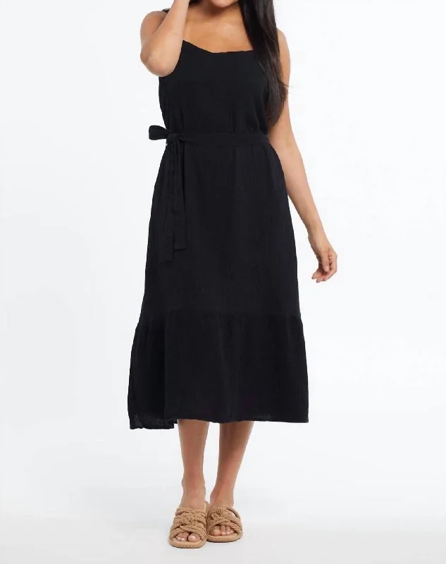 Cotton Gauze Dress In Black