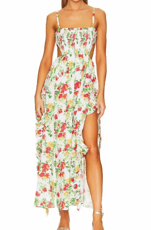 Margo Dress In Yellow Red Blanc Floral