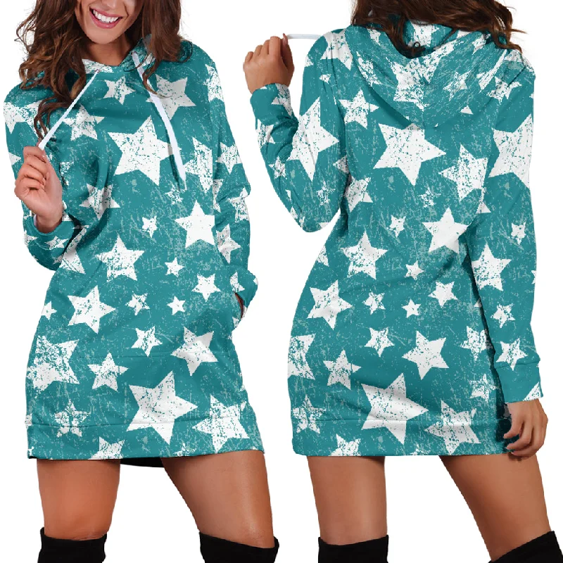 Vintage Star Pattern Women'S Hoodie Dress