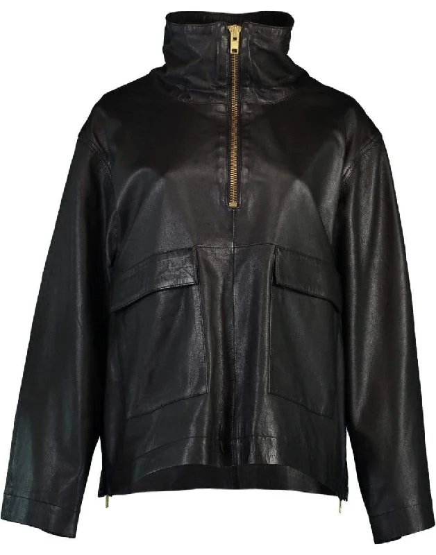 Over The Head Leather Anorak