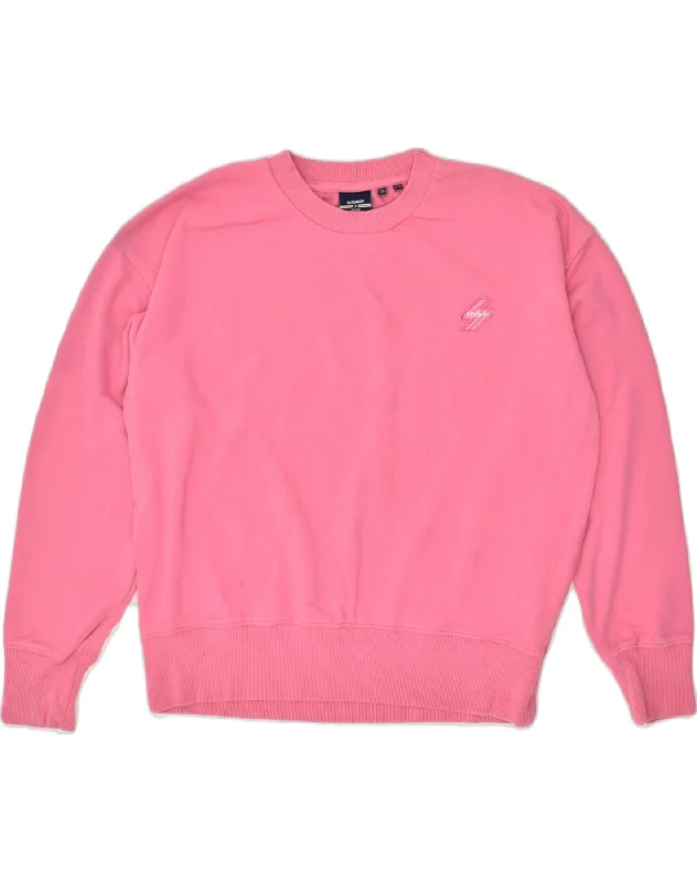 SUPERDRY Womens Sweatshirt Jumper UK 16 Large Pink Cotton