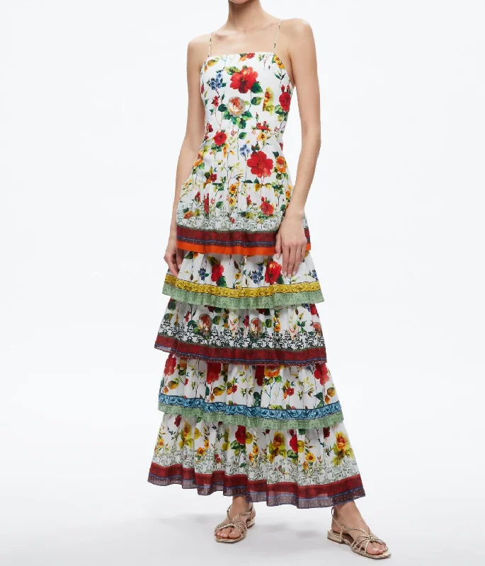 Valencia Spaghetti Strap Maxi Dress In Dew Floral